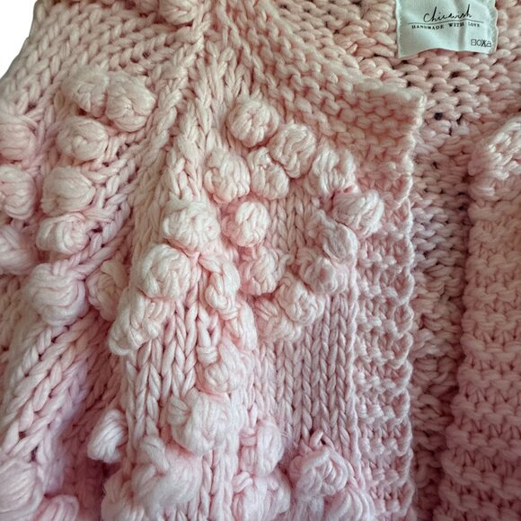 Chicwish Handmade with Love Pom Pom Heart Bobble Cardigan Sweater Womens Pink - Picture 3 of 11